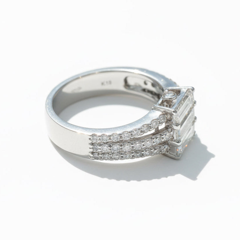 White Gold Ring - Baguette Diamonds