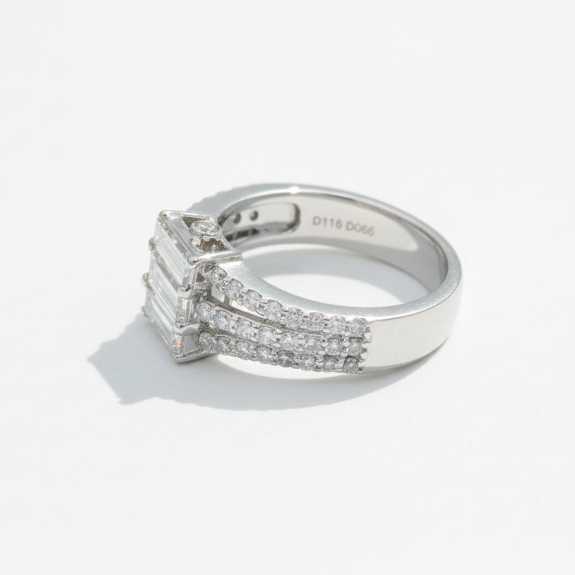 White Gold Ring - Baguette Diamonds
