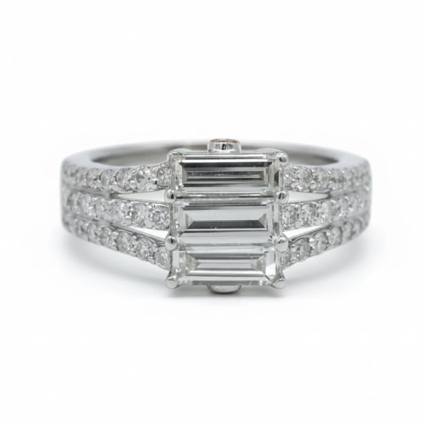 White Gold Ring - Baguette Diamonds