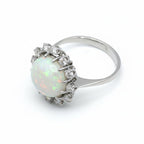 Bague or blanc Opale blanche - Diamants
