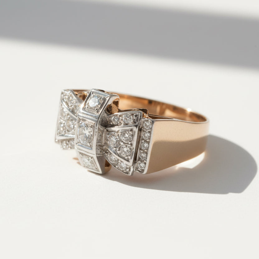 Bague Tank - Or Rose - Diamants 0,80 carat