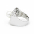 Art Déco - Bague Platine - Perle de Culture et Diamants 1,56 carats