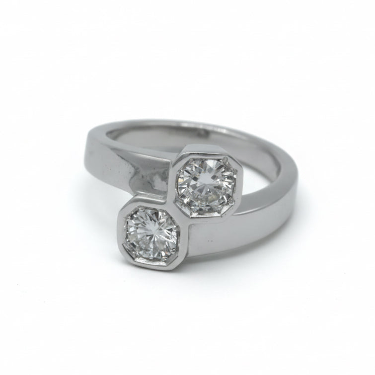 Bague Toi & Moi - Or blanc - Diamants 0,90 carat