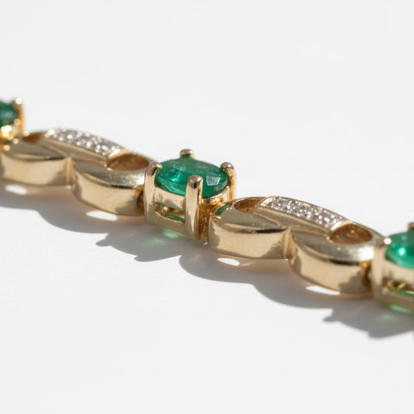 Bracelet Or jaune - Émeraudes et Diamants