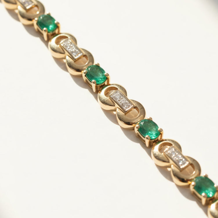 Bracelet Or jaune - Émeraudes et Diamants