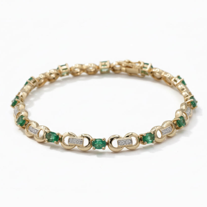Bracelet Or jaune - Émeraudes et Diamants
