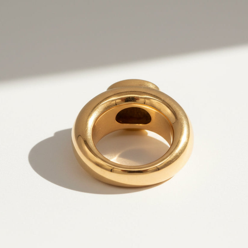 Bague Jonc - Or jaune - Rubis Cabochon