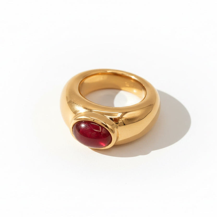 Bague Jonc - Or jaune - Rubis Cabochon