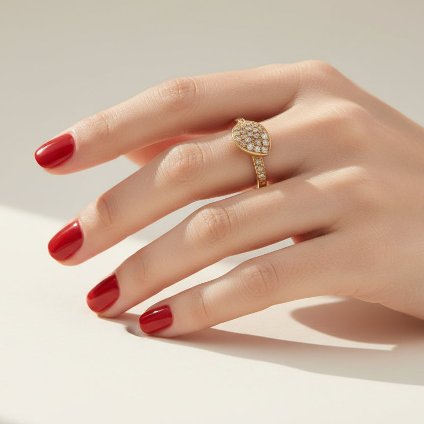 Pasquale Bruni - Bague Feuille simple - Or Rose et Diamants