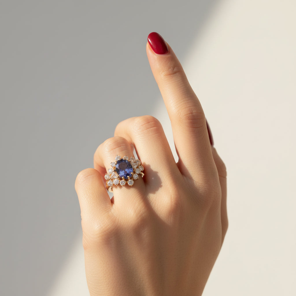 Bague Or Jaune - Saphir Ceylan 3,05 carats