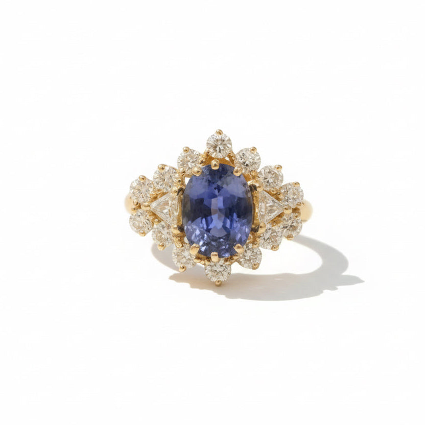Bague Or Jaune - Saphir Ceylan 3,05 carats