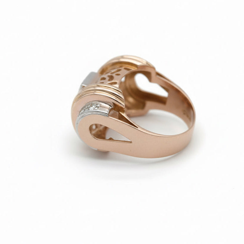 Bague Tank - Or Jaune et Rose - Diamants 0,54 ct