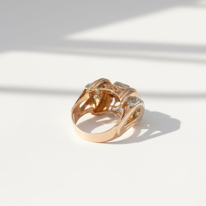 Bague Tank - Or Jaune et Rose - Diamants 0,54 ct