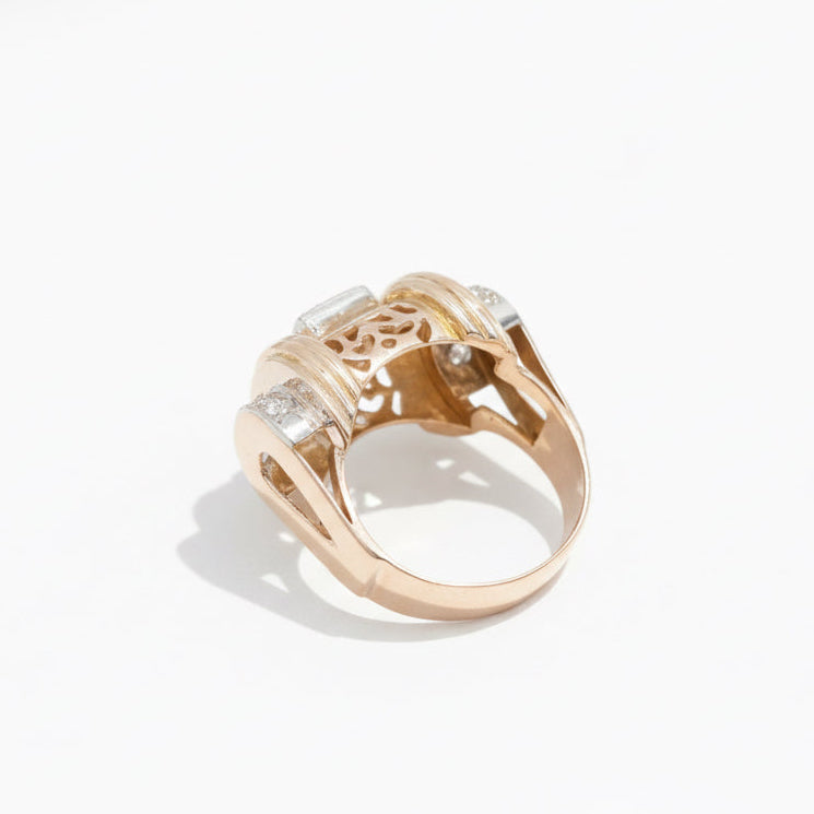 Bague Tank - Or Jaune et Rose - Diamants 0,54 ct