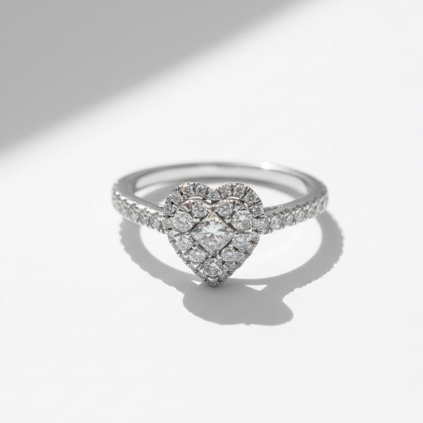 Bague Coeur - Or blanc et Diamants