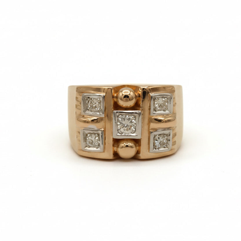 Bague Tank - Or Rose et Diamants