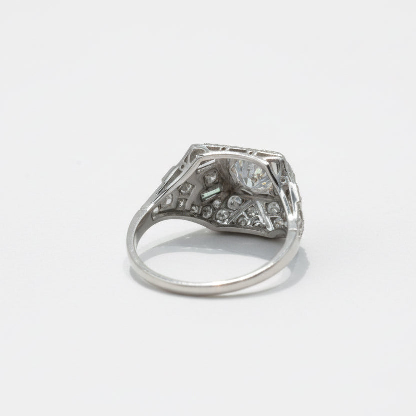 Art déco - Bague Platine - Diamants 1,45 carats