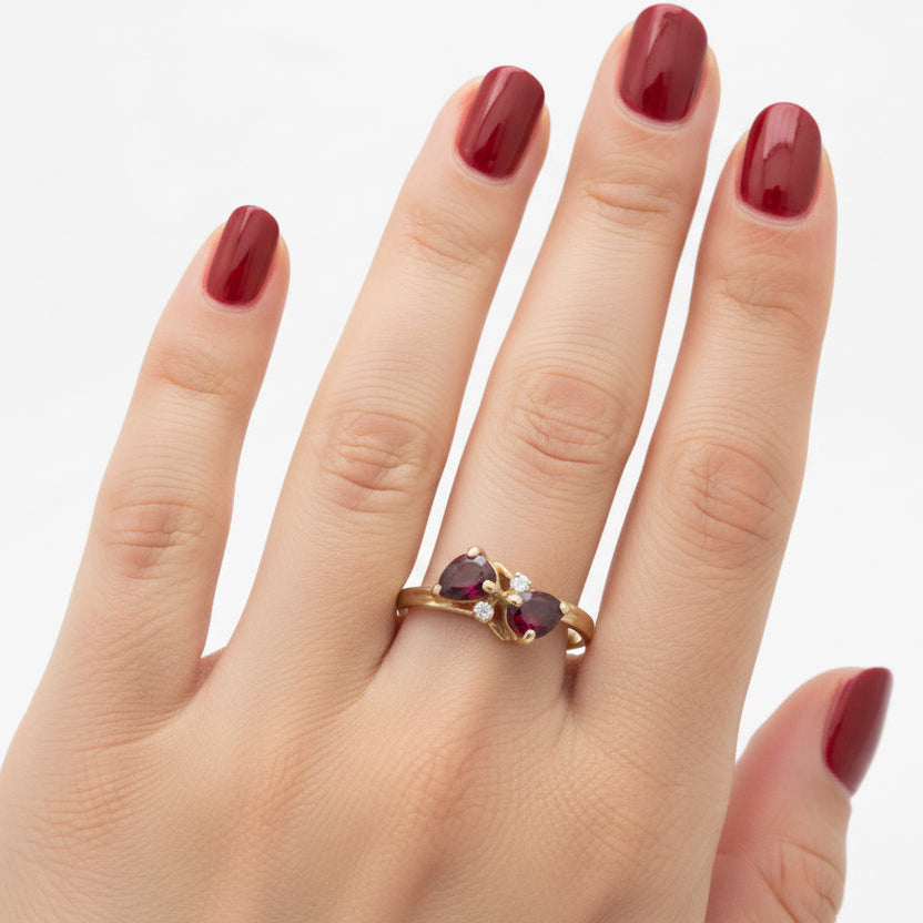 Bague Toi & Moi - Or Jaune - Rubis et Diamants