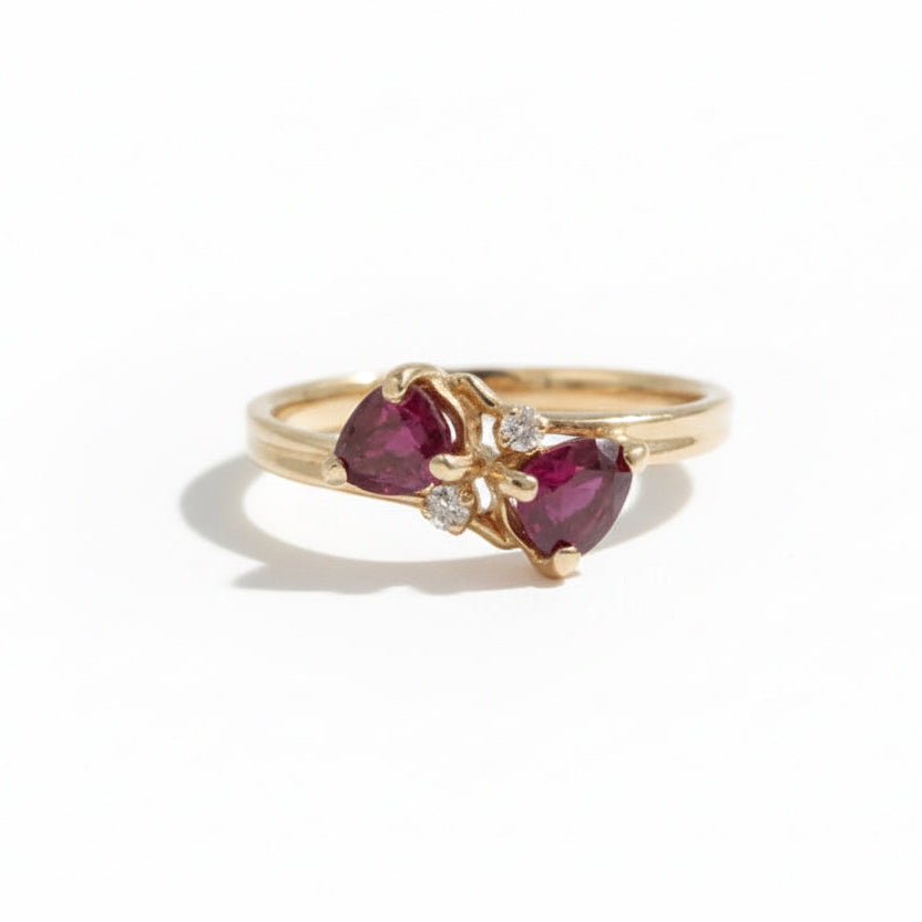 Bague Toi & Moi - Or Jaune - Rubis et Diamants