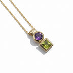Collier Pendentif - Or Jaune - Améthyste et Péridot