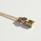 Collier Pendentif - Or Jaune - Améthyste et Péridot
