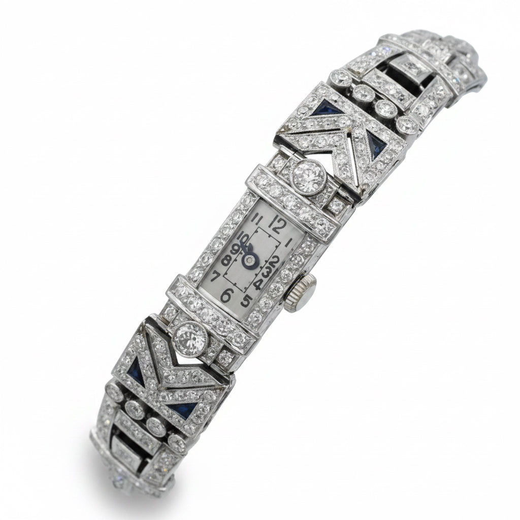 Art Déco - Montre Femme Platine et Diamants