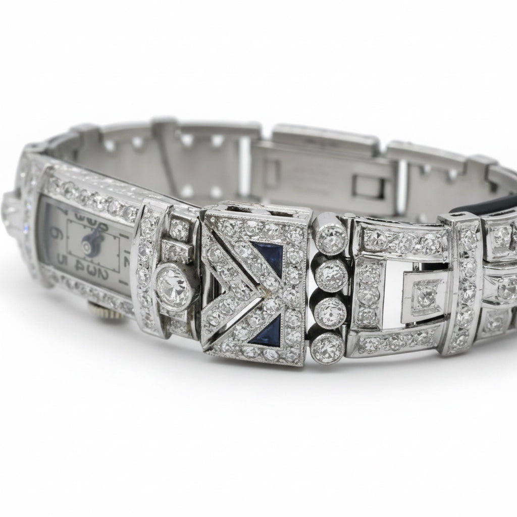 Art Déco - Montre Femme Platine et Diamants