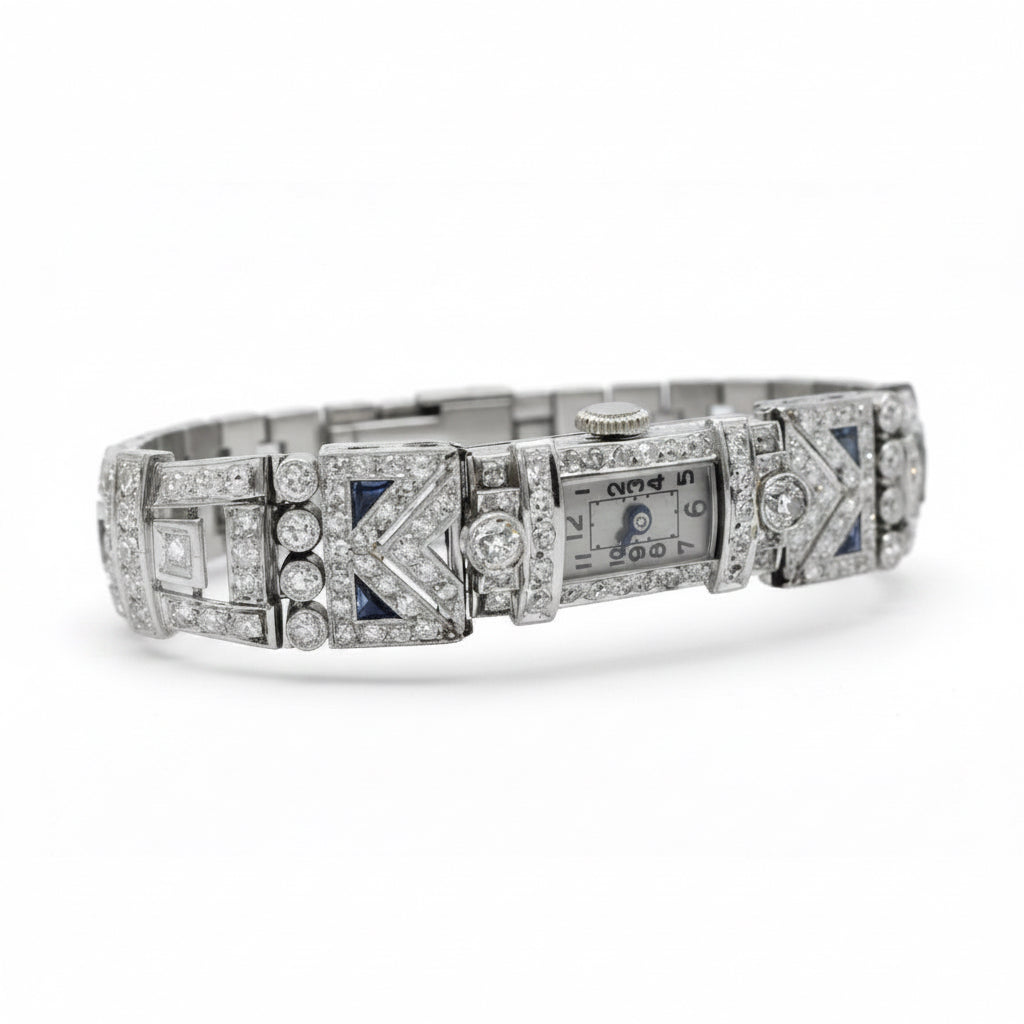 Art Déco - Montre Femme Platine et Diamants