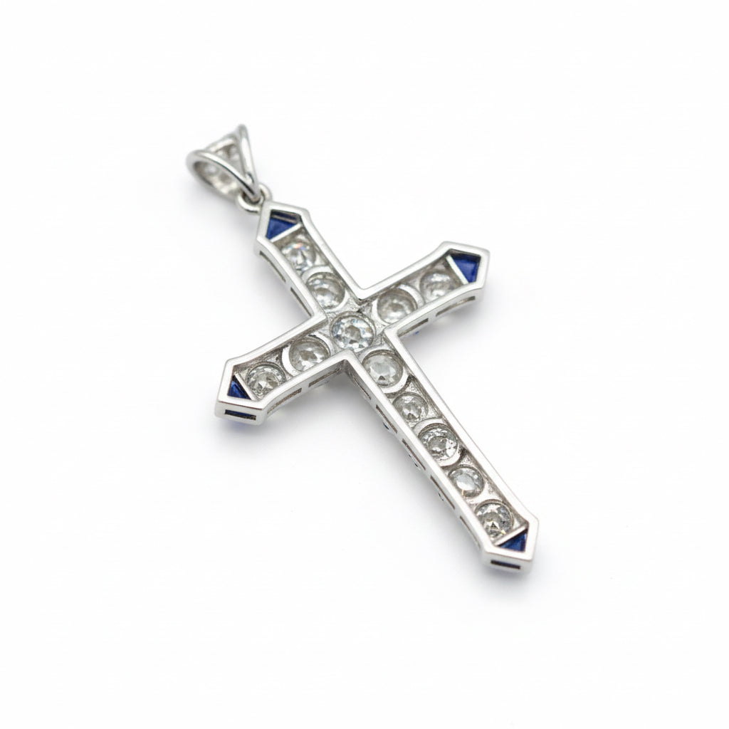Art Déco - Pendentif Croix - Platine et Diamants