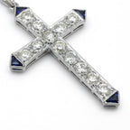 Art Déco - Pendentif Croix - Platine et Diamants