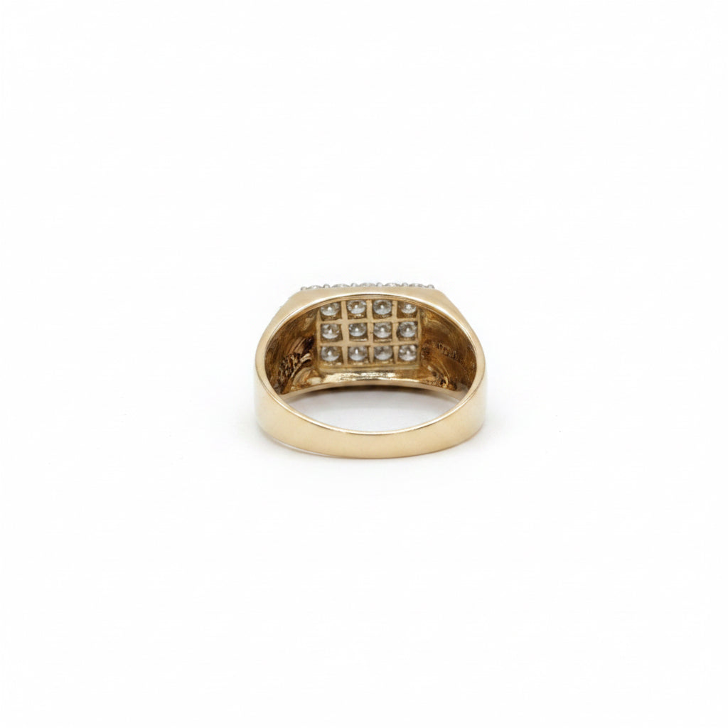Bague chevalière - Or jaune et Diamants