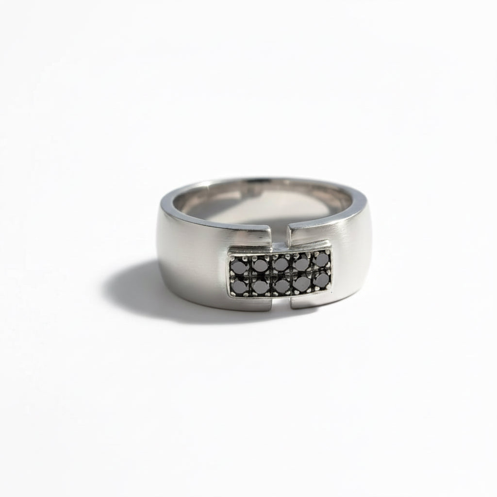 Bague Or blanc - Diamants Noirs