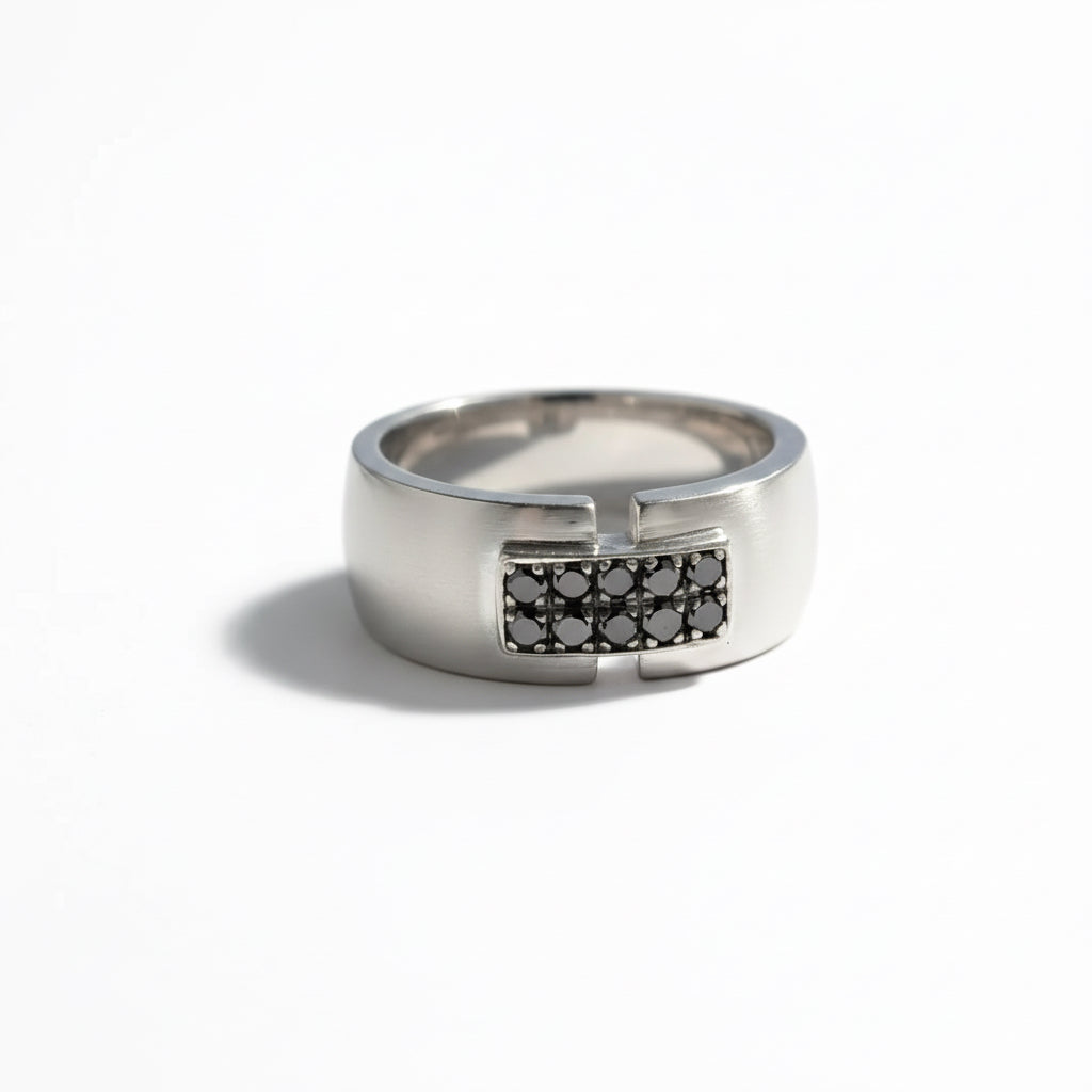 Bague Or blanc - Diamants Noirs