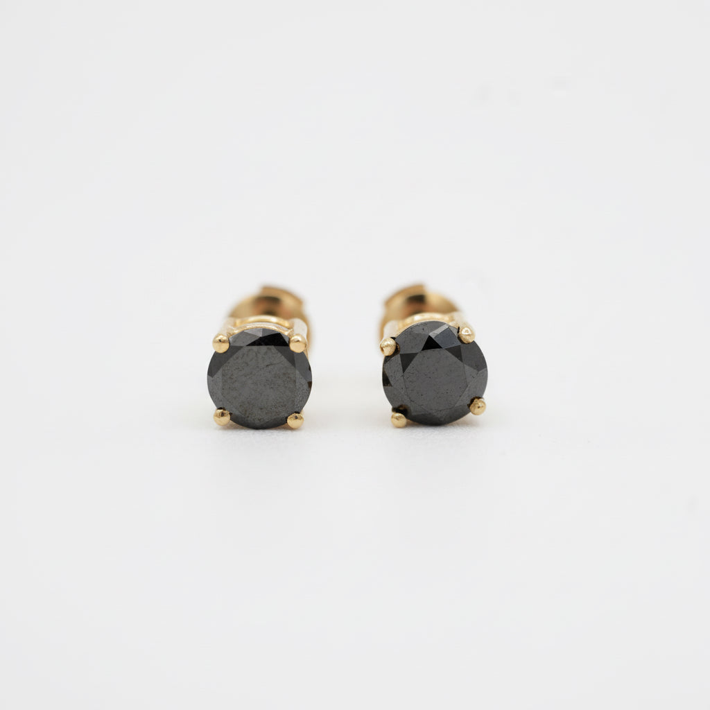 Boucles d’oreilles - Or jaune - Diamants noirs