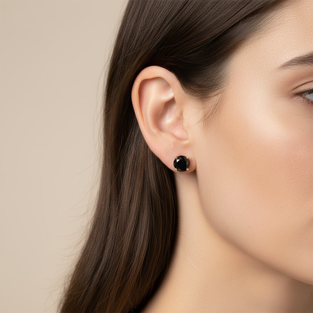 Boucles d’oreilles - Or jaune - Diamants noirs