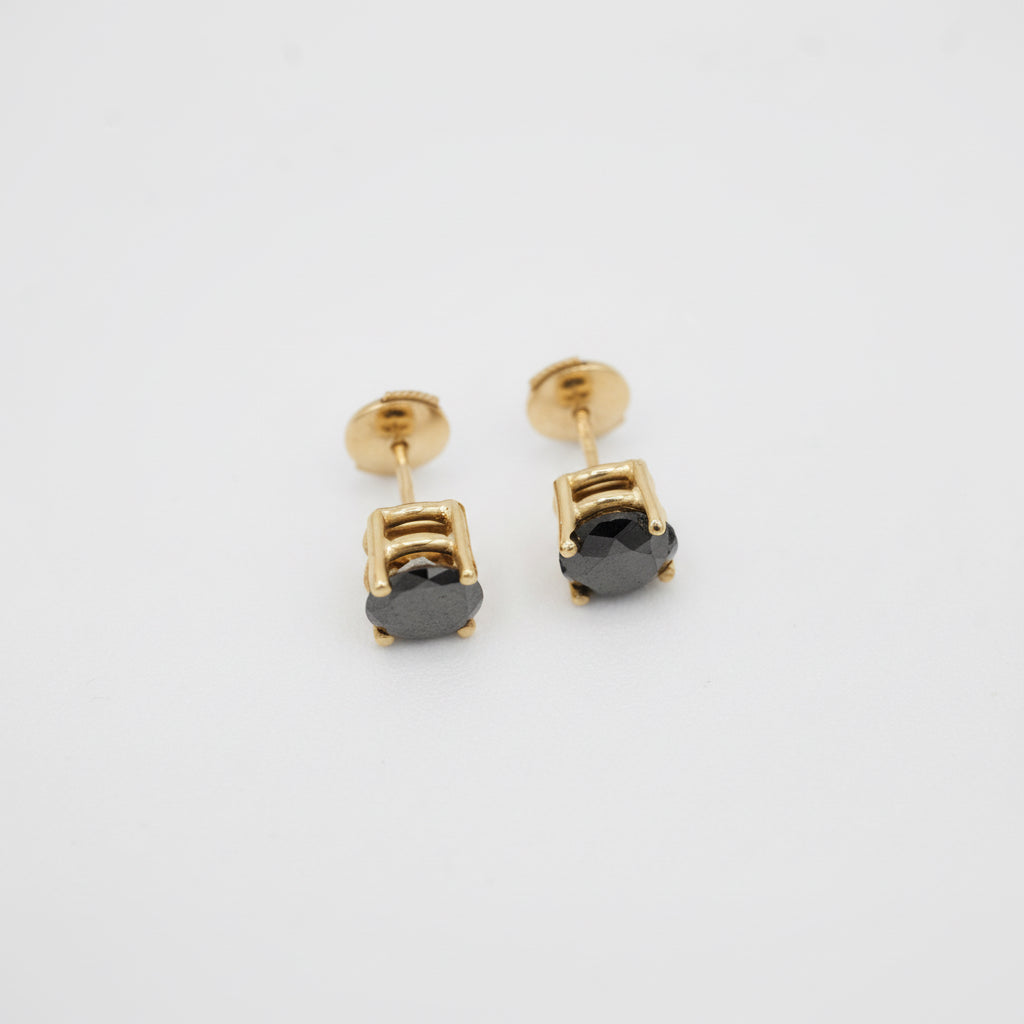 Boucles d’oreilles - Or jaune - Diamants noirs