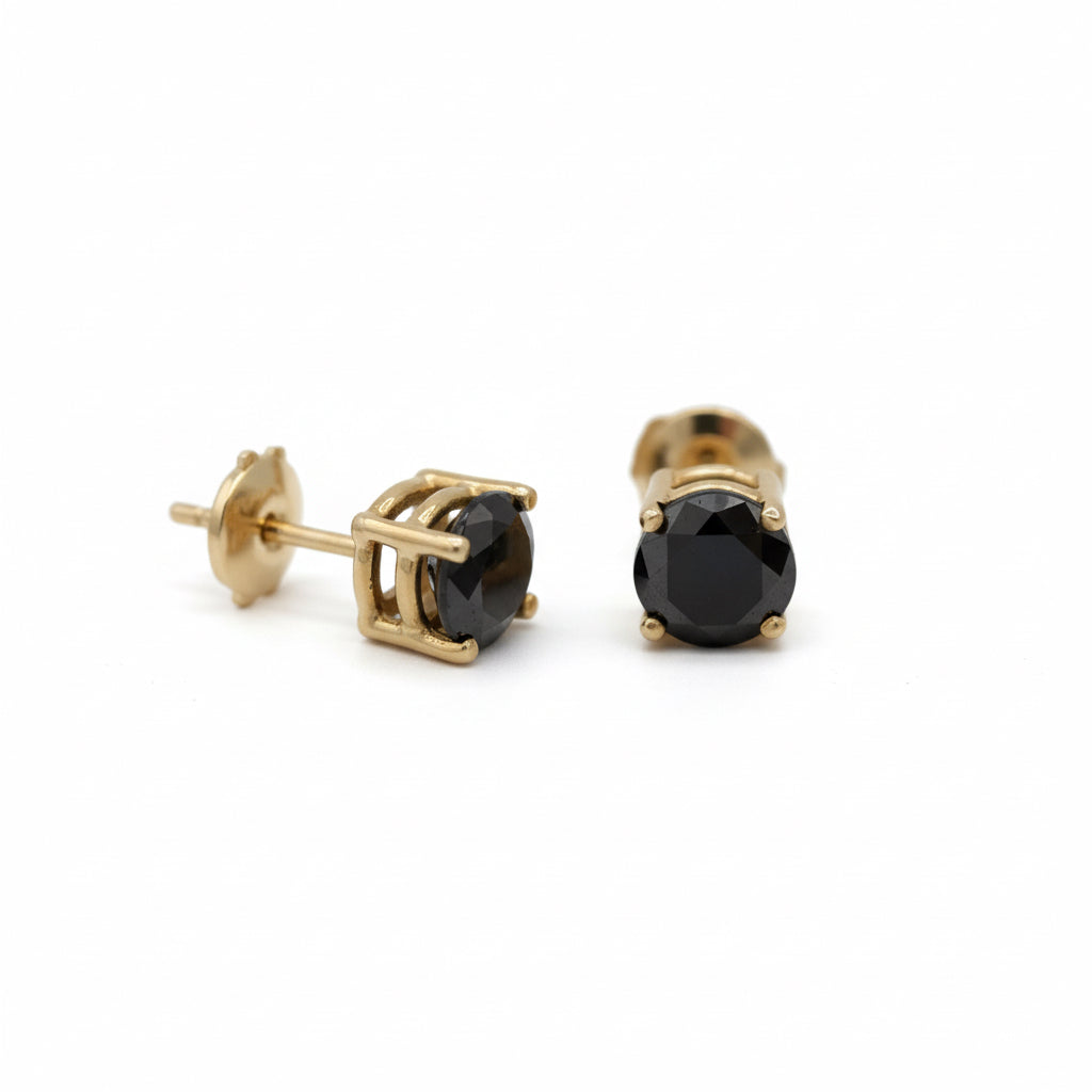 Boucles d’oreilles - Or jaune - Diamants noirs