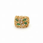 Bague - Or jaune - Émeraudes et Diamants