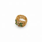 Bague - Or jaune - Émeraudes et Diamants
