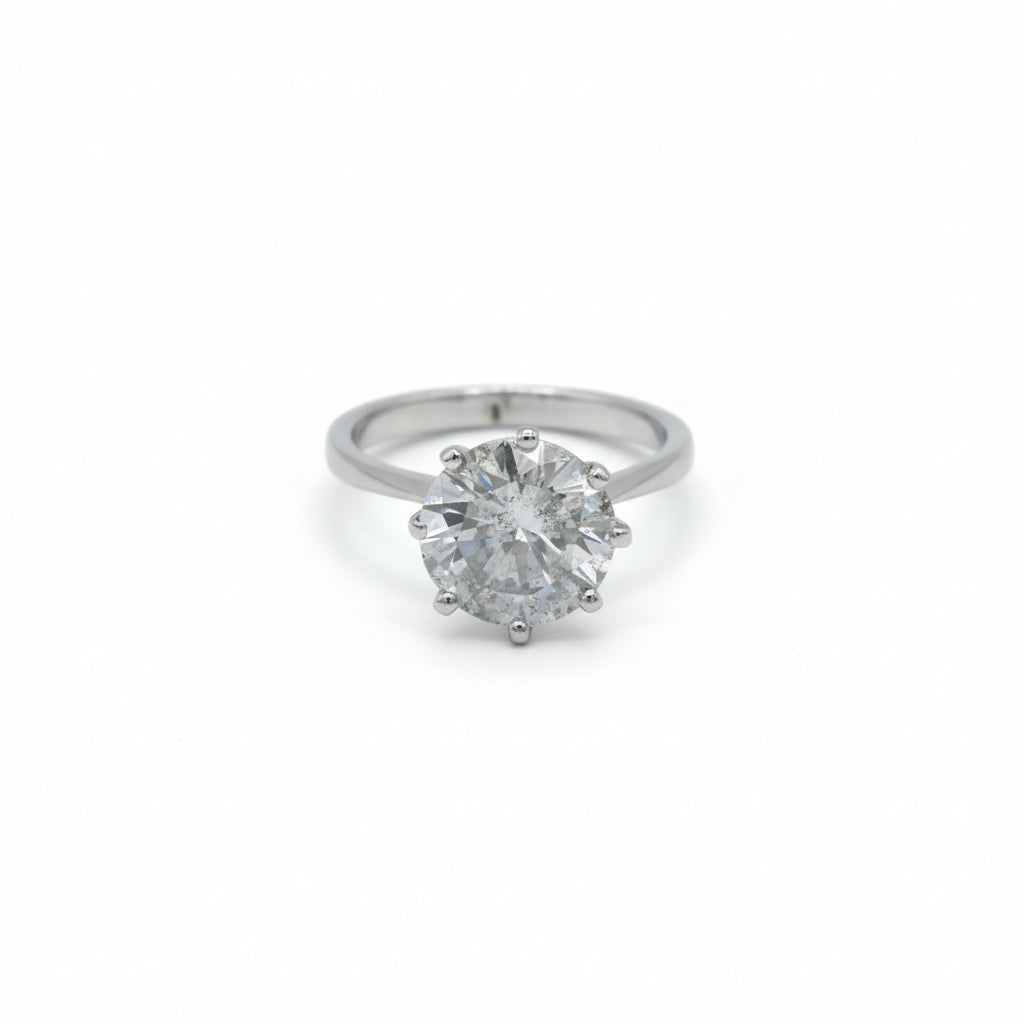 Bague Solitaire - Or blanc - Diamant 3 carats