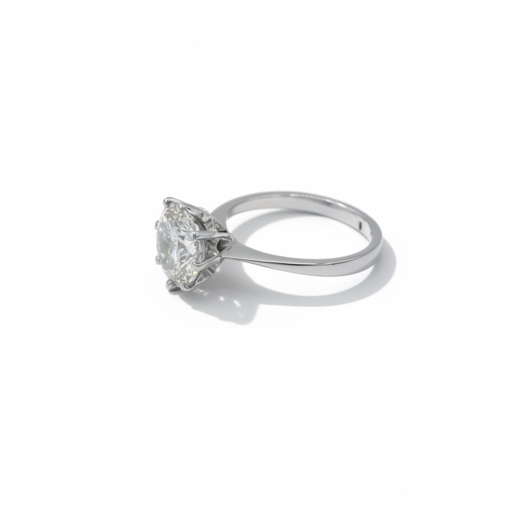 Bague Solitaire - Or blanc - Diamant 3 carats