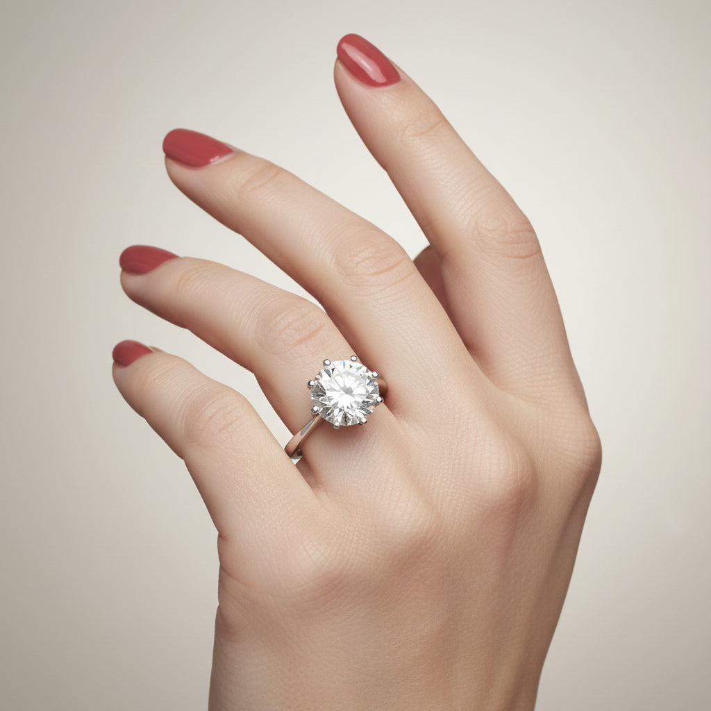 Bague Solitaire - Or blanc - Diamant 3 carats