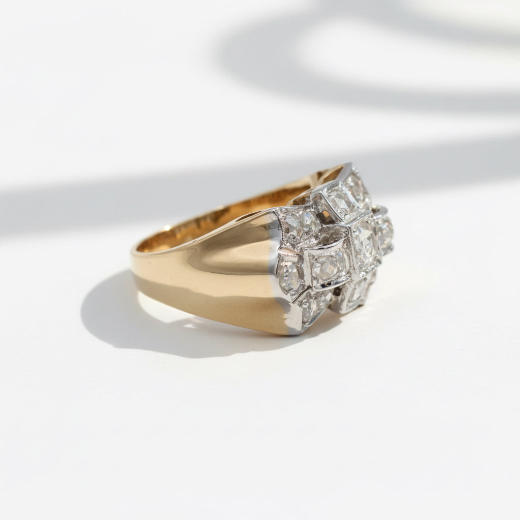Bague Tank - Or jaune et Diamants
