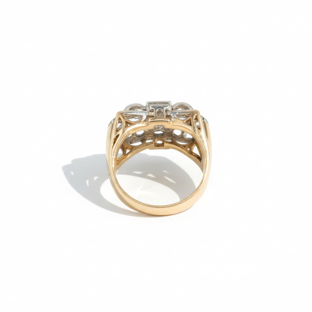 Bague Tank - Or jaune et Diamants