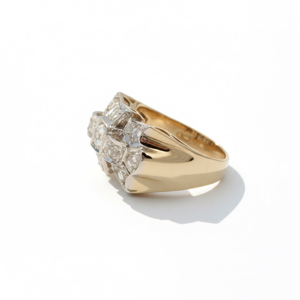 Bague Tank - Or jaune et Diamants