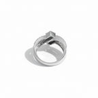 Bague asymétrique - Or blanc - Diamants Baguettes