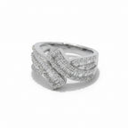 Bague asymétrique - Or blanc - Diamants Baguettes