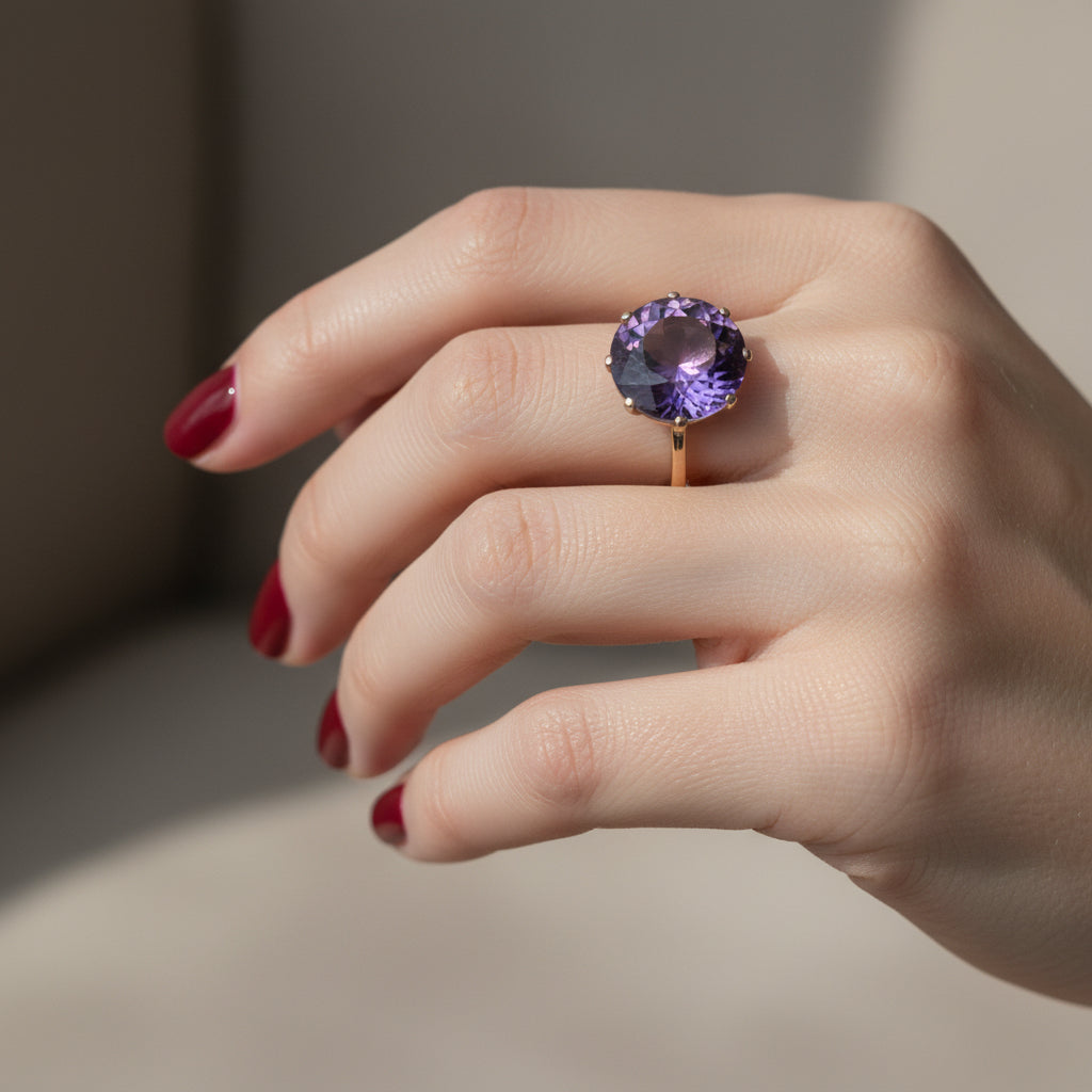 Bague Or Jaune - Améthyste