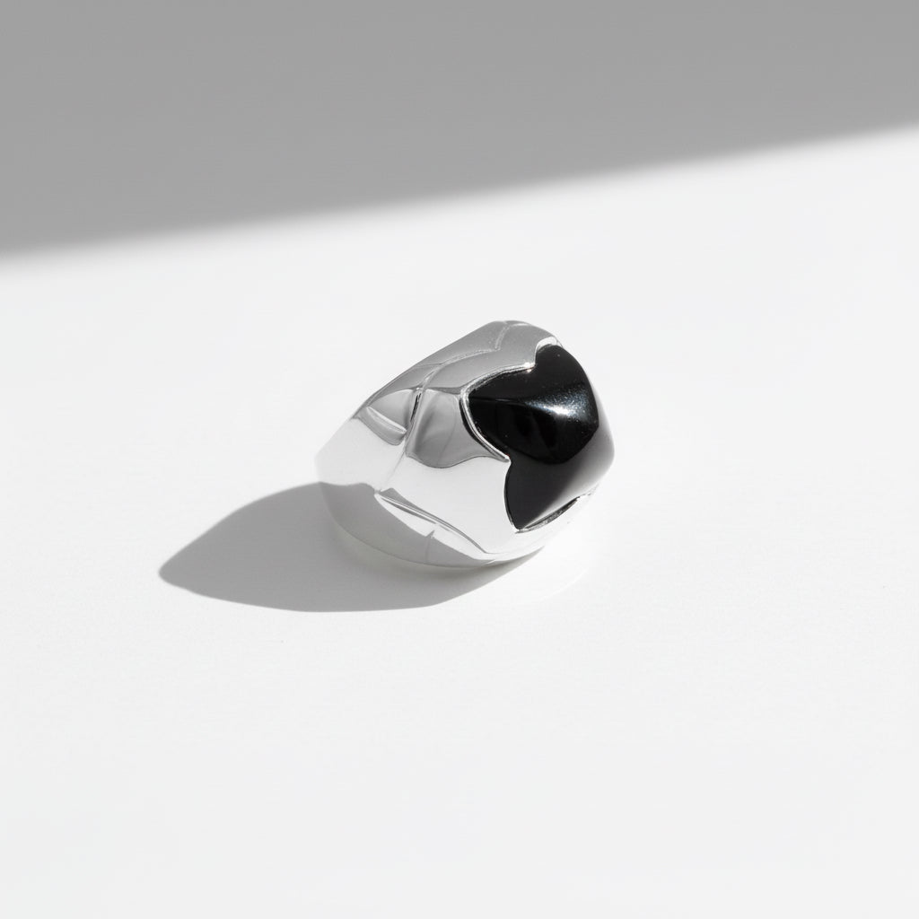 Bulgari - Bague Pyramide - Or blanc - Onyx