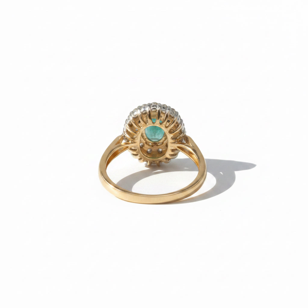 Bague Marguerite - Emeraude 0,70 carat et Diamants